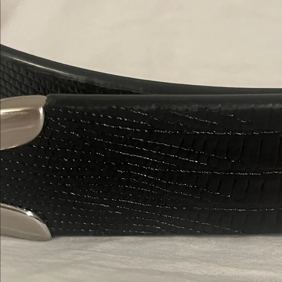 Johnston & Murphy Belt sz 34 Black Genuine Leather lizard embossed dress casual - Picture 3 of 7